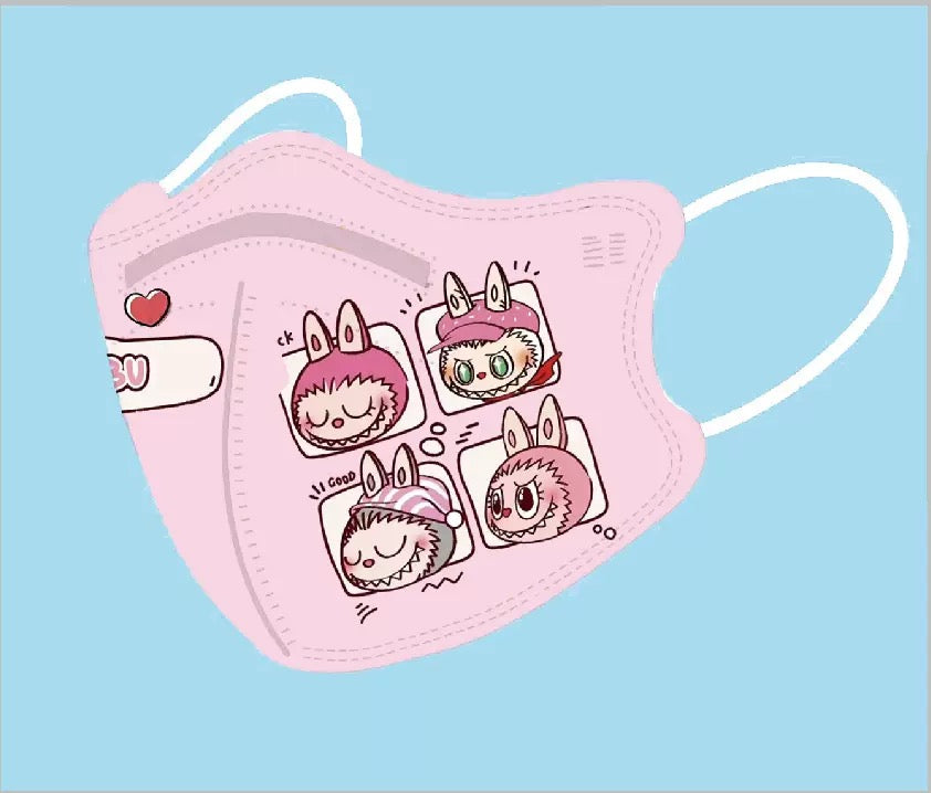Labubu Cartoon Face Mask – Reusable Adjustable (Adult & Kids)